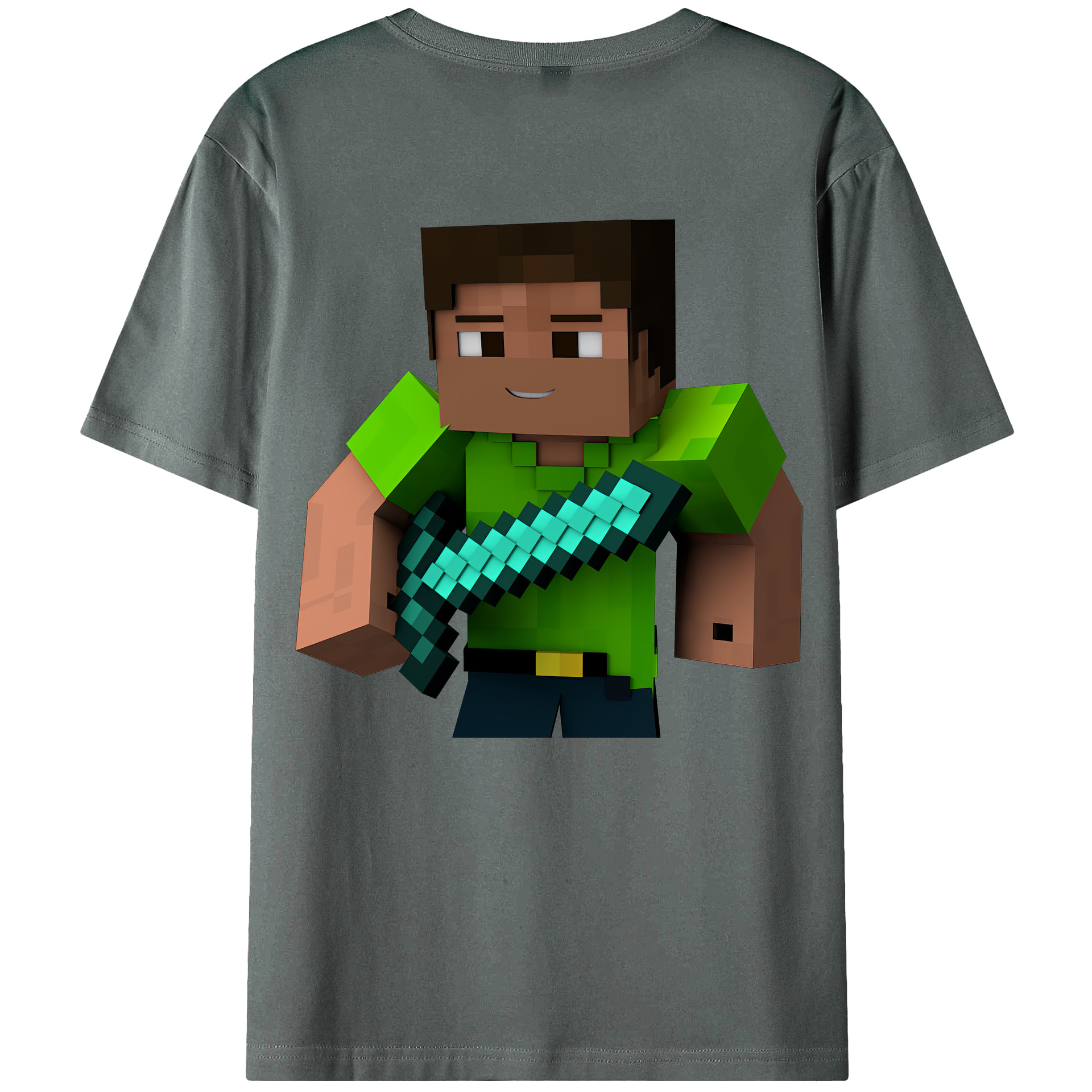 （画像用） マインクラフト ブロックの世界 Minecraft MC Block world 綿100％ メンズ半袖Tシャツ（バックプリント） 通気性